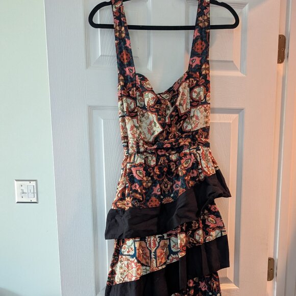 Anthropologie Square-Neck Printed Tiered Midi Dress - Picture 4 of 5